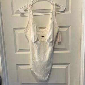 Target Colsie white waffle knit Lace Bodysuit, xl, NWT